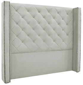 Cabeceira Decorativa King Size 2,19M Loewe Veludo Prata G63 - Gran Belo