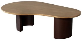 Mesa de Centro Cairo G - Mel Pinus com Detalhes Marrom Metálico