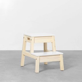 Banco Escada Infantil Polka - Branco e Natural