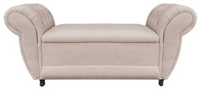 Recamier com Bau Grécia Namoradeira Calcadeira 195 cm Suede Bege M11 - D'Rossi