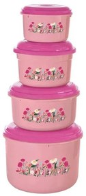 Kit Potes Redondos Floral Pêssego 4 Peças