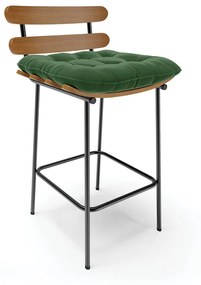 Banqueta Costela Suede Base Metálica Preto - DRossi - Verde