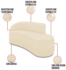 Sofá 3 Lugares Orgânico 180cm Morgan e 2 Poltronas Lua Bouclê D03 - D'Rossi - Bege