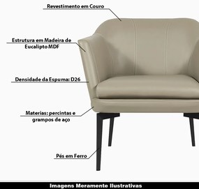 Poltrona Decorativa Rosalie Couro Bege G34 - Gran Belo