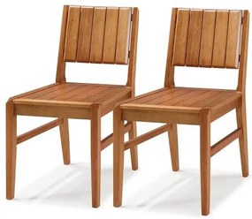 Kit 2 Cadeiras Salvador Verniz Jatoba Encosto Ripado 43cm - 60331 Sun House