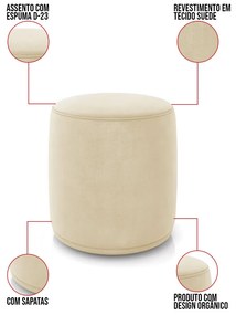 Puff Redondo Orgânico para Sala Malu Suede M11 - D'Rossi - Bege