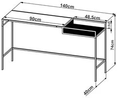 Aparador Para Sala de Estar 140cm Pés Metálicos Dinâmico Hanover/Preto