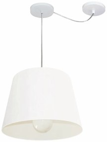 Lustre Pendente Cone Com Desvio Md-4274 Cúpula  30/30x40cm Branco - Bivolt