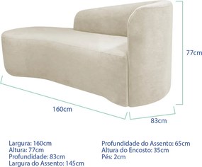 Kit Divã Recamier Orgânico França 160cm Lado Esquerdo e Poltrona Amore Bouclé