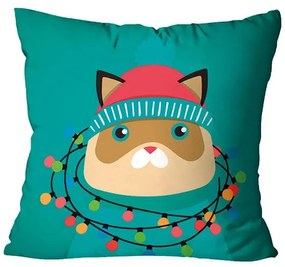 Capa de Almofada Gatinho Natalino 1 Peça