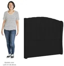 Cabeceira Casal Queen Cama Box 160cm Glenda Z04 Veludo Preto - Mpozena