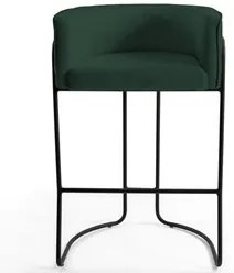 Banqueta Decorativa Base Aço Preto Betina C-117 Linho Verde - Domi