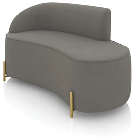 Sofá 2 Lugares Orgânico 140cm Pé Dourado Morgan Suede D03 - D'Rossi - Grafite