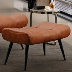 Puff Decorativo Para Sala de Estar Pés Palito Lord Sintético Nozes - I