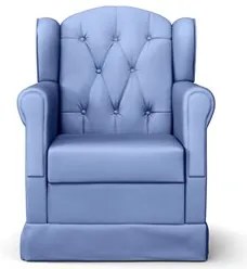 Poltrona de Amamentação Balanço e Puff Letícia Azul Bebê - Phoenix