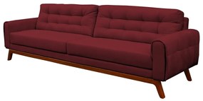 Sofá 3 Lugares Sala de Estar Eros 210 cm Veludo Vinho Base Fixa G15 - Gran Belo