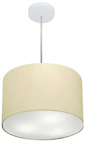 Lustre Pendente Cilíndrico Md-4211 Cúpula em Tecido 35x25cm Algodão Crú - Bivolt