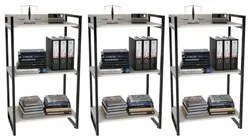 Kit 3 Estantes Livreiro Prisma Estilo Industrial 60cm 3 Prateleiras C0