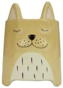 Cachepot Vaso Decorativo de Cerâmica Cachorro Bege