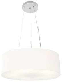 Lustre Pendente Cilíndrico Md-4184 Cúpula em Tecido 45x15cm Branco - Bivolt