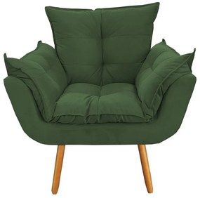 Poltrona Decorativa Opala Pés Palito Suede Verde - Sheep Estofados - Verde escuro
