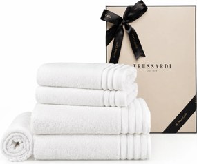 Kit Toalhas de Banho 05 Pçs Trussardi 100% Algodão Imperiale c/ Caixa de Presente  - Branco  Branco