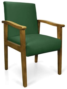 Poltrona Eloisa Suede Verde Base de Madeira Castanho