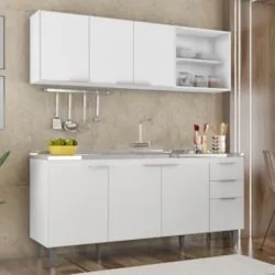 Armário de Cozinha CP10 Com Pia 180cm Pérola Z34 Branco     - Mpozenat