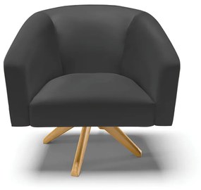 Poltrona Decorativa Giratória MA30 Kit 2 Stella Sintético D03 - D'Rossi - Preto