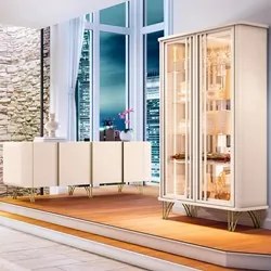 Balcão Buffet Piacente Com Cristaleira Alvora H01 Off White - Mpozenat