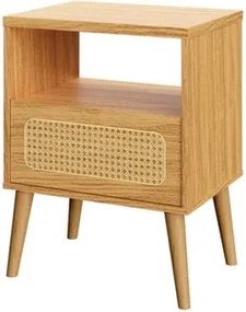 Mesa de Cabeceira 1 Gaveta Tela Natural Curve Carvalho Rosé Dalla Costa