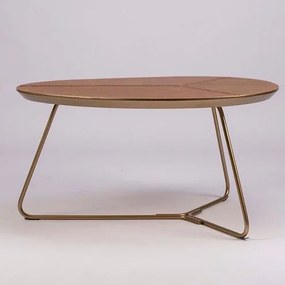 Mesa Centro Infinity Alta Recouro Caramelo Base Gold - 71349 Sun House