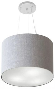 Lustre Pendente Cilíndrico Md-4183 Cúpula em Tecido 40x30cm Rustico Cinza - Bivolt
