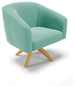 Poltrona Decorativa Giratória MA30 Stella Suede D03 - D'Rossi - Azul Turquesa