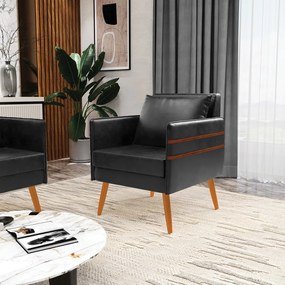 Kit 02 Poltronas Mari Corano Pés Palito Castanho D03 - D'Rossi - Preto