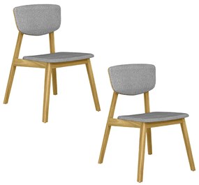 Kit 2 Cadeiras Decorativas Sala de Jantar Madeira Maciça Lang Linho Cinza/Freijó G13 - Gran Belo