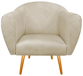 Kit 02 Poltronas Grazi Pés Palito Sintético Nozes Linho - ADJ Decor