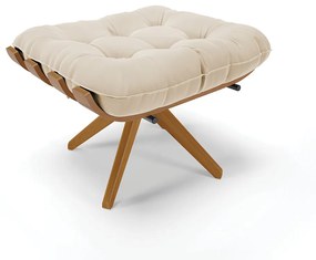 Puff Giratório Costela Suede Bege Base de Madeira MA30 M11 - D'Rossi