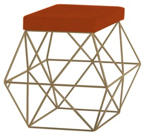 Puff Decorativo Sala de Estar Base Gold Trixie Suede Telha G41 - Gran Belo
