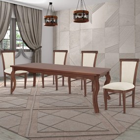 Kit 4 Cadeiras Decorativa Sala de Jantar Madeira Maciça Fabregas Facto Pérola/Capuccino G42 - Gran Belo