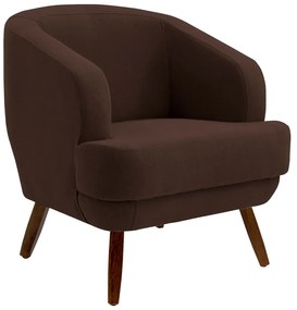Poltrona Decorativa Jericó Pés de Madeira Veludo Marrom G15 - Gran Belo