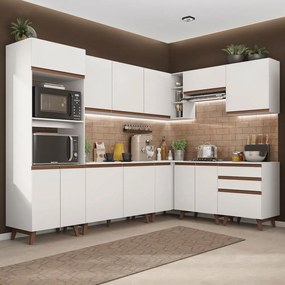 Armário de Cozinha Completa de Canto 462cm Branco Reims Madesa 01 Cor:Branco