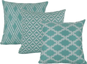 3 Capas para Almofadas Soft Veludo Geométrico Turquesa 43x43cm