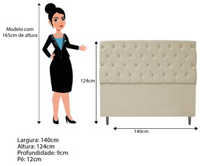 Kit Cabeceira e Calçadeira Liverpool 140 cm Casal Linho Bege - ADJ Decor