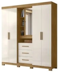 Guarda Roupa Casal 195cm Com Espelho Cieza Freijó/Off Z17    - Mpozena