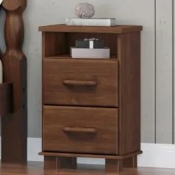Mesa Cabeceira 44cm Para Quarto 2 Gavetas Eduarda Café F07  - Mpozenat