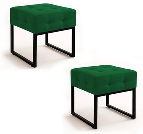 Puff Sala Decorativo Industrial Kit 2 Elisa Veludo D03 - D'Rossi - Verde