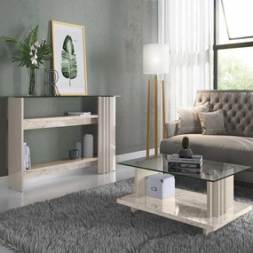 Conjunto Aparador e Mesa de Centro Gusmao MDP 2 Portas Calacata/OffWhite G97 - Gran Belo