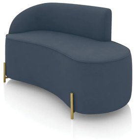 Sofá 2 Lugares Orgânico 140cm Pé Dourado Morgan Suede D03 - D'Rossi - Azul Marinho