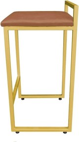 Conjunto 02 Banquetas Pietra Suede Base Dourado D03 - D'Rossi - Terra